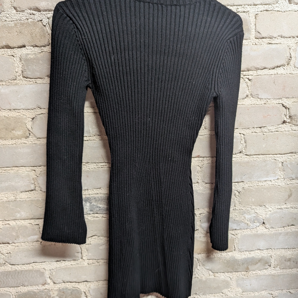Elegant Black Ribbed Dress
